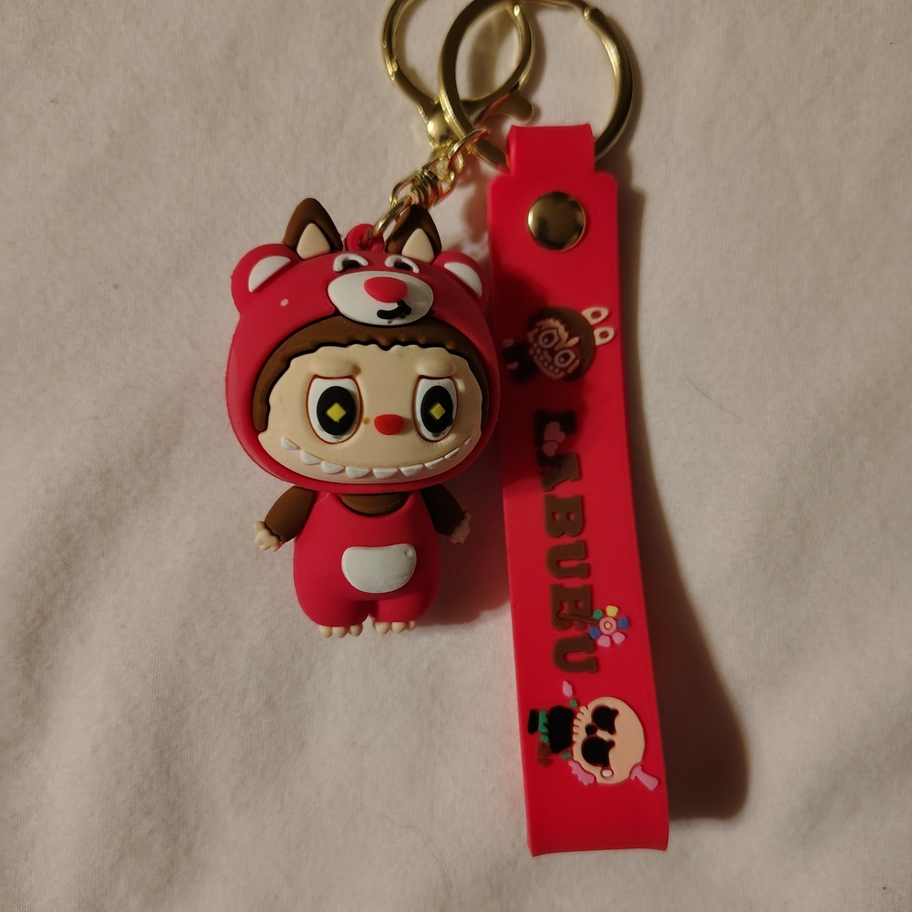 Cute Labubu Red Cartoon Wristlet Keychain New
